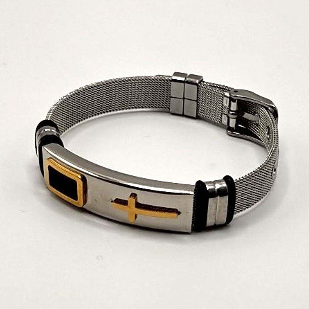 Christian Bracelet Stainless Silver Gold Cross Buckle Valentines Birthday Gift